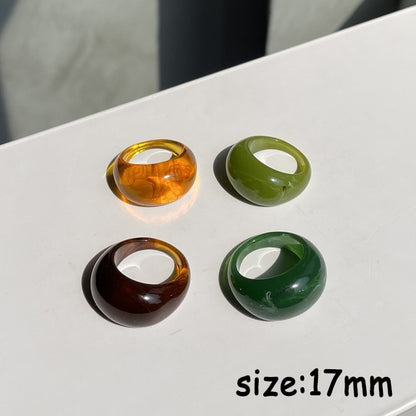 Colourful Transparent Resin Acrylic Rhinestone Geometric Square Round Rings Set for Women Jewelry Travel Gifts