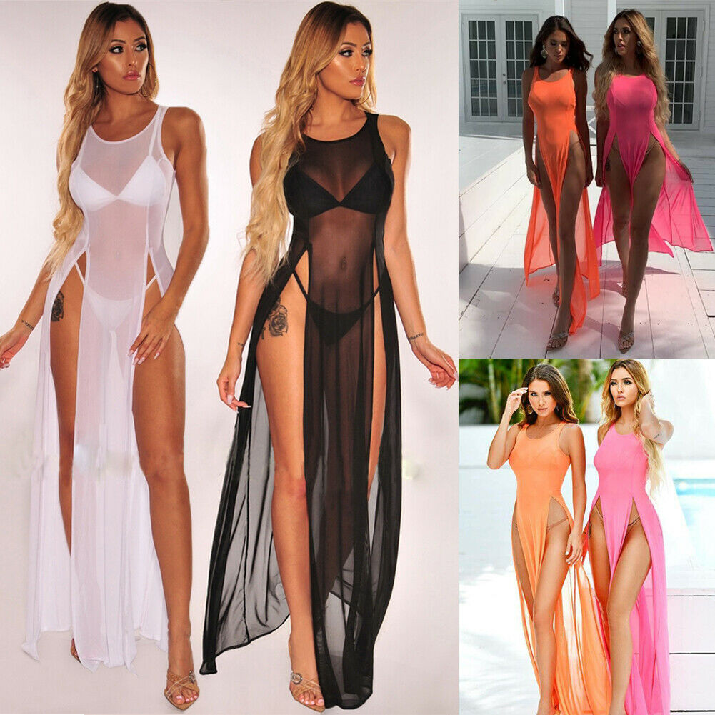 Sundress Bikini Cover Up See-through Tulle Cover-Ups