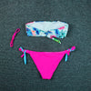 Sexy Women Bikini Set Tube Top Print Swimwear High Waist Two Piece Swimsuit Tassel  Beachwear
