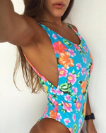 Sexy Printing Floral One Piece Backless V-neck Push Up Padded Bikini Swimsuit Swimwear Bathing Suit
