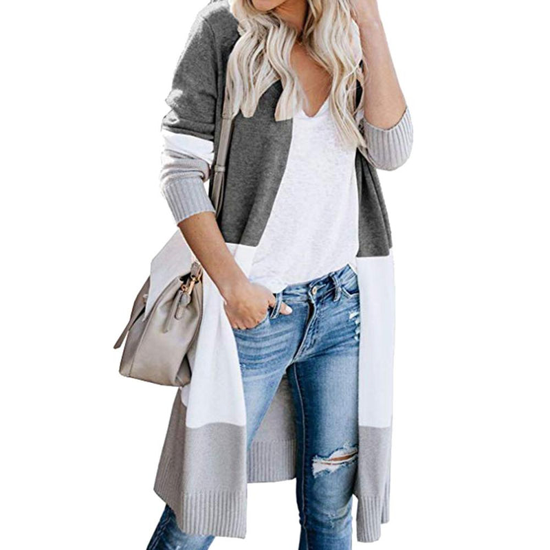 Long Sleeve Cardigan Open Front Tunic Knitted Sweater coat