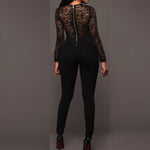Long Sleeve Lace Hollow Out Jumpsuit Sexy Slim Lace Floral Bodycon Rompers