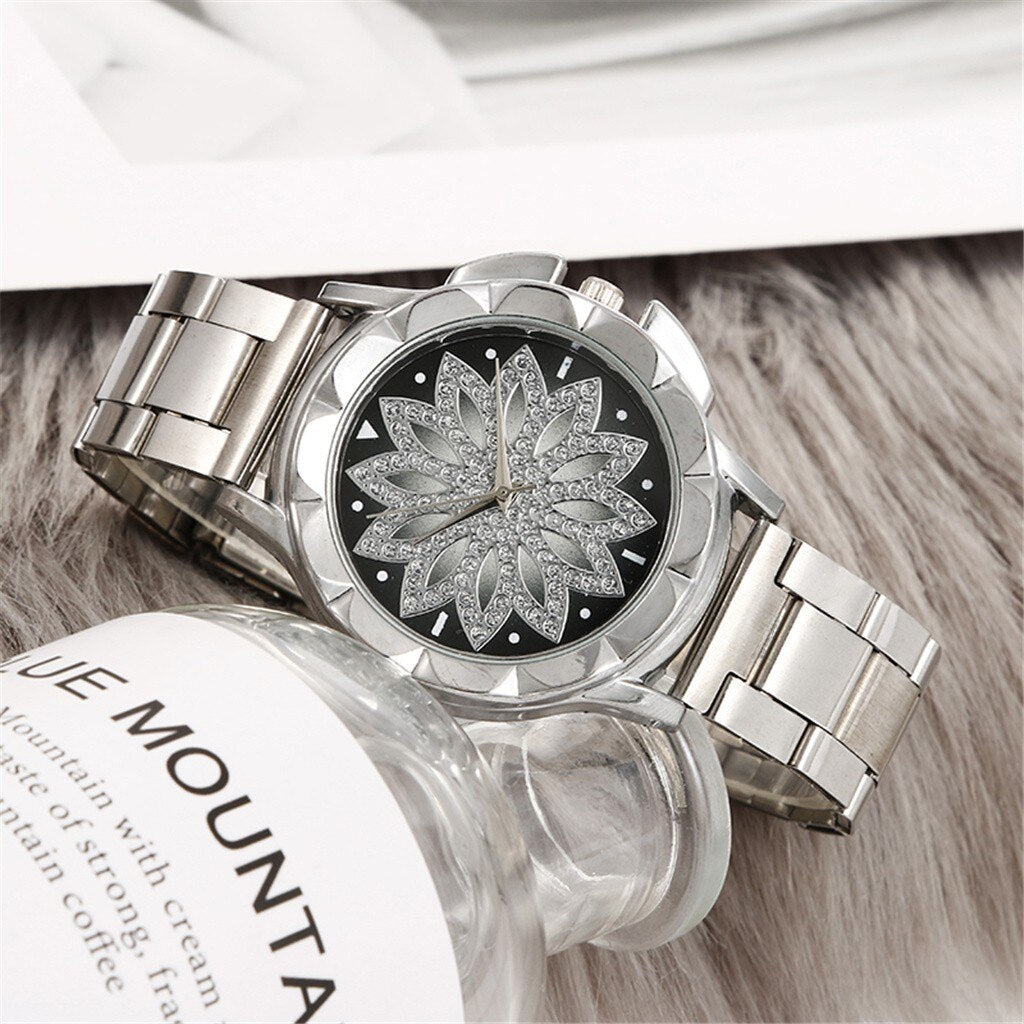 Women Stainless Steel Belt Watches Lady