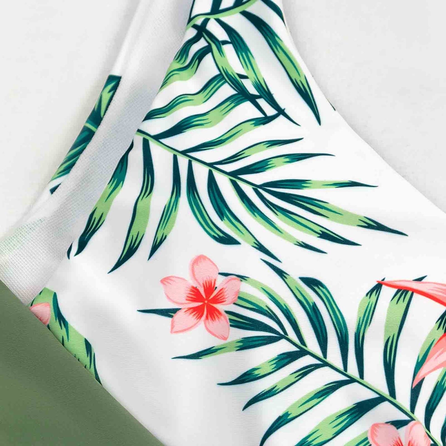 Floral Plant Printing One piece Belt Swimsuit Bathing Suit Beach Swimwear