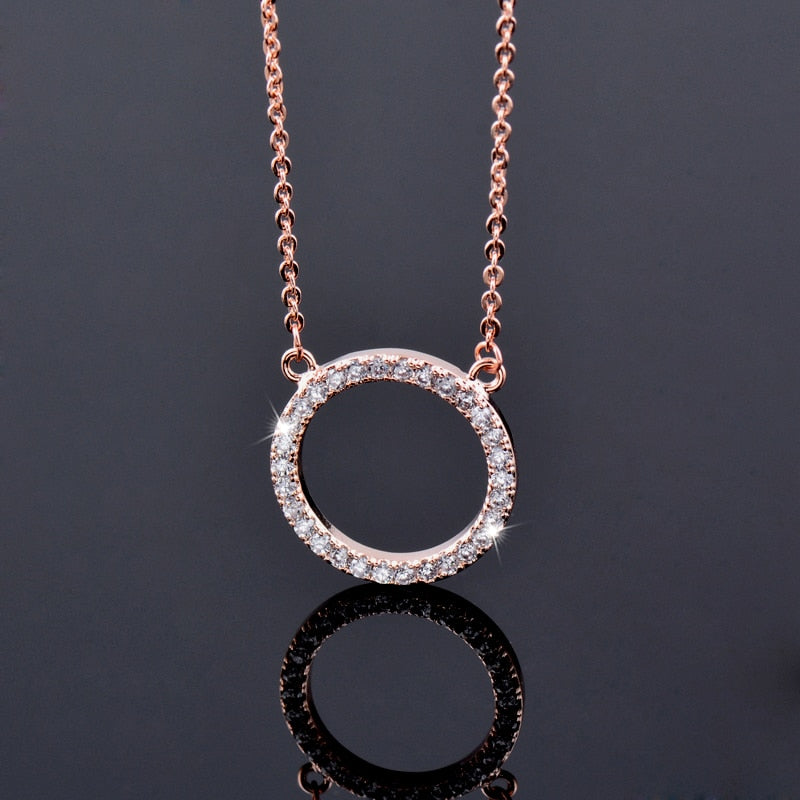 Shiny Paved Tiny Crysral Circle Round Choker Necklaces