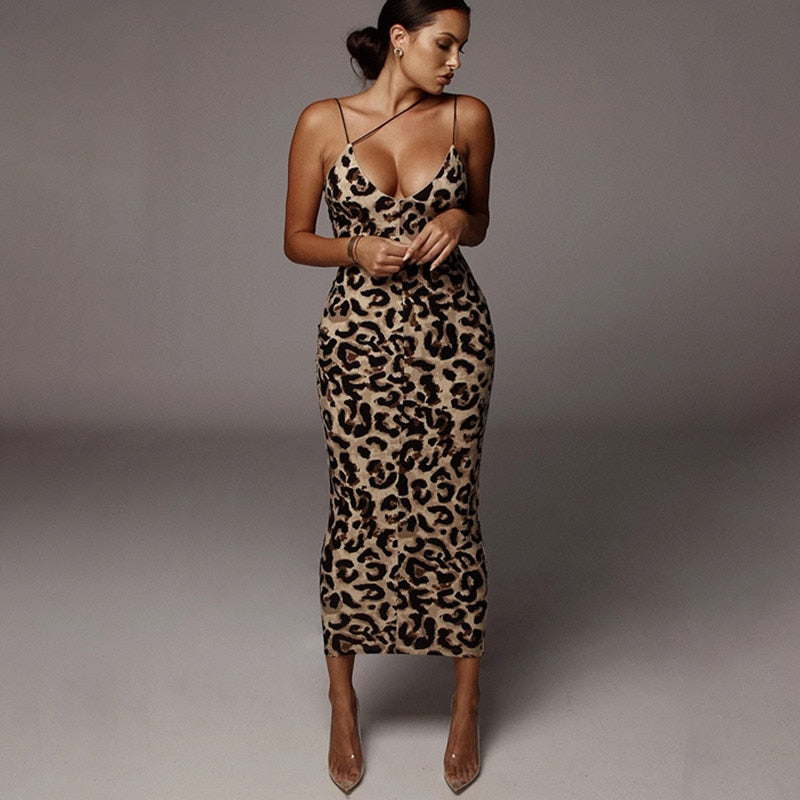 hirigin Sexy Women&#39;s Leopard Snake Print Dress Fashion Ladies Long Maxi Dress Party Bodycon Occasion Dresses Evening Sundress