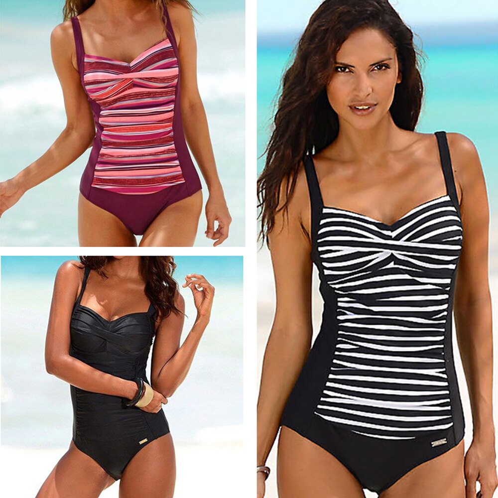 One Piece Swimsuit Plus Size Swimwear Classic Vintage Bathing Suits Beachwear Backless Slim Swim Wear M~2XL