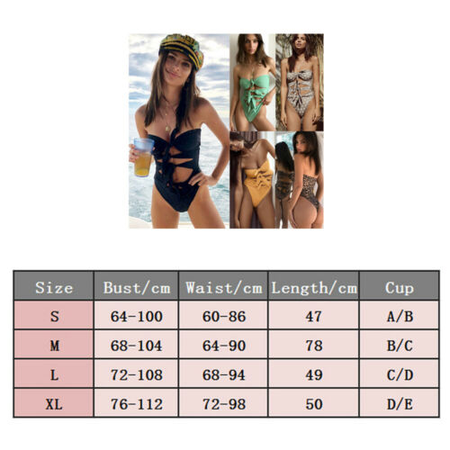 One Piece Women Bandage Bow Tie Push Up Bra Padded Strapless Swimsuit Bikini Bathing Suit