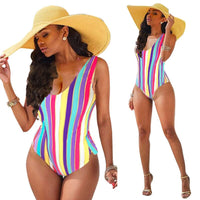 One Piece Swimsuit Swim Wear Rainbow Beach Wear Bandage Swimsuit Sexy Swimwear Women Bodysuit Bathing Suit
