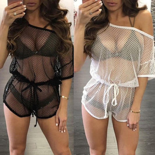 Mesh Hollow Crochet Swimsuit Cover Up