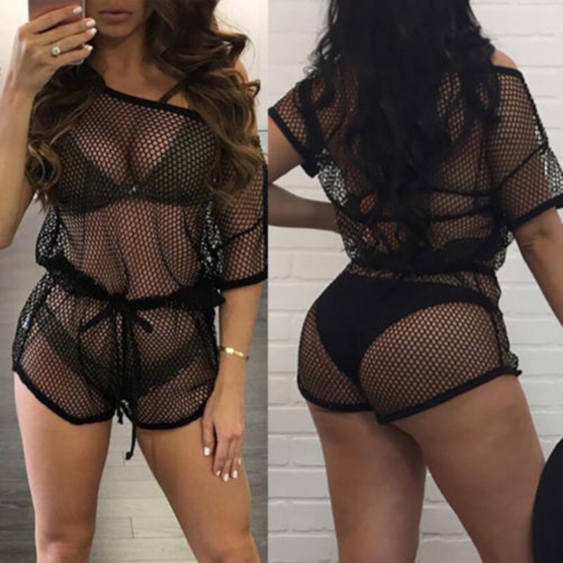 Mesh Hollow Crochet Swimsuit Cover Up