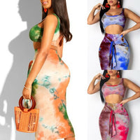 2019 Women Strappy  2 Piece Bodycon Two Bandage Crop Tops Skirt Set Dress Club Party Dress