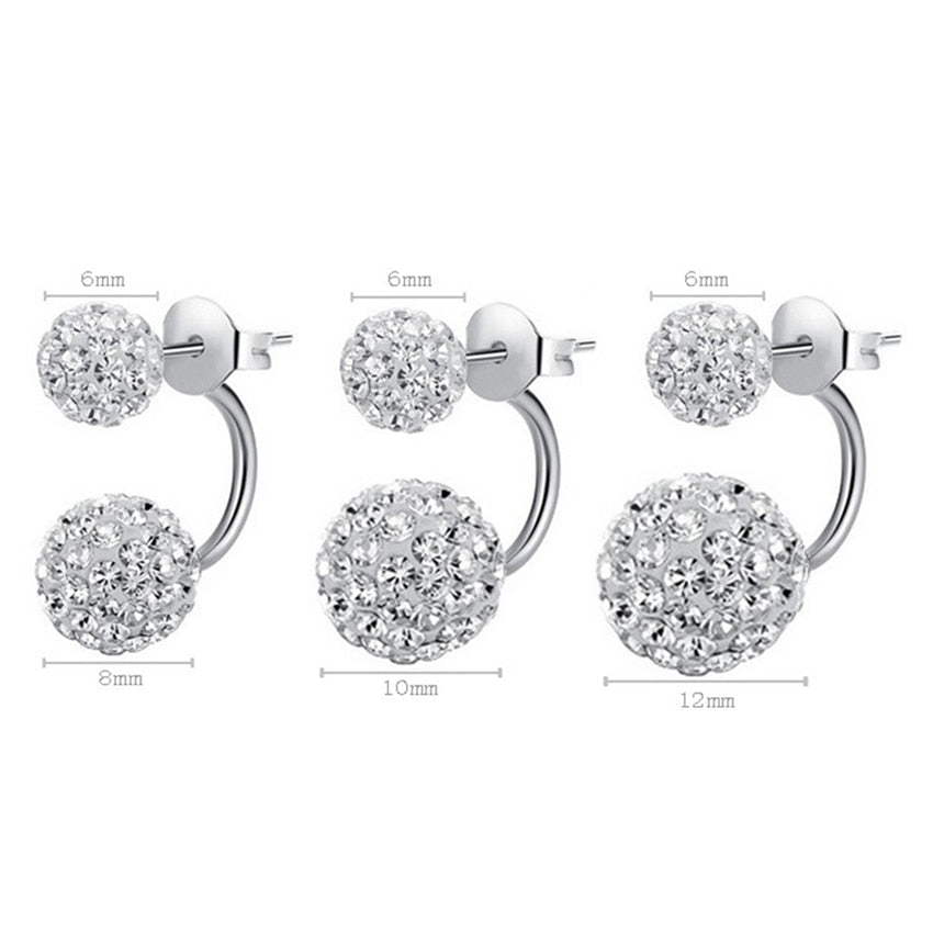 925 sterling silver new Jewelry Women 's Luxury Shambhala Crystal Ball Stud Earrings