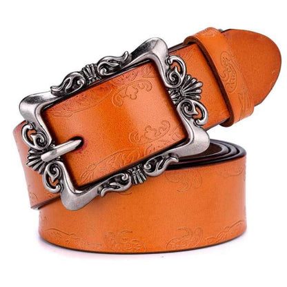 genuine leather belt Punk luxury brand designer belts for women