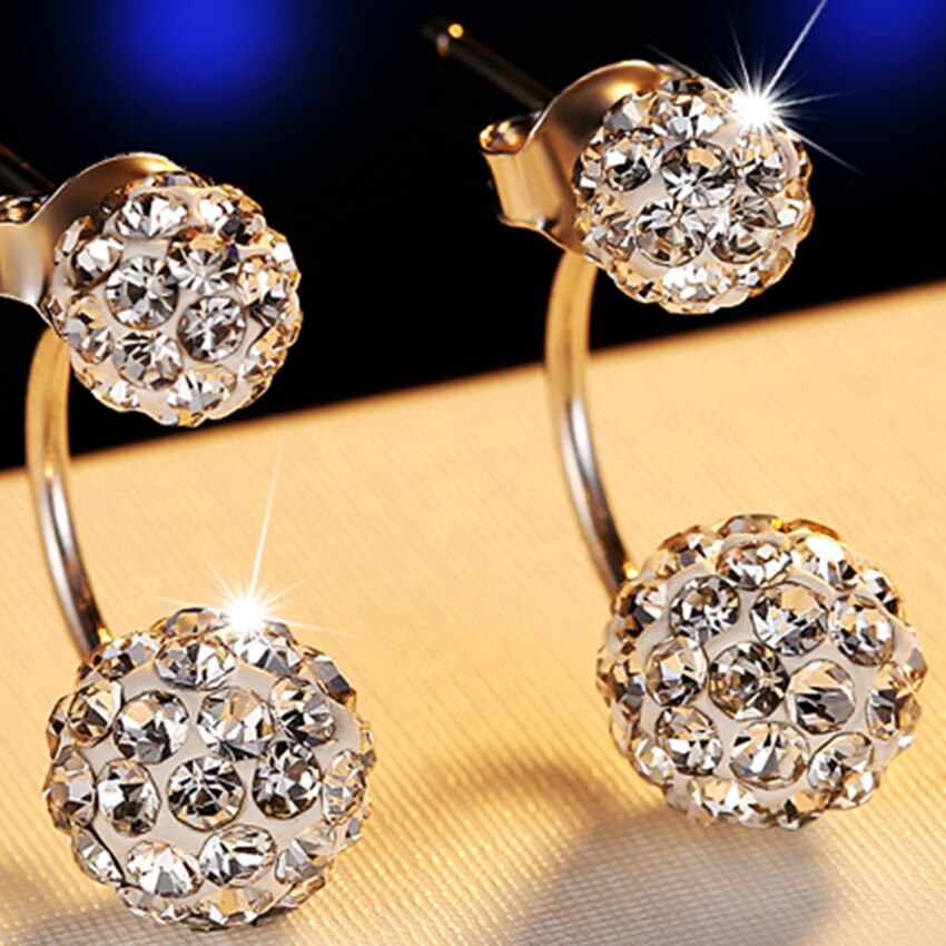 925 sterling silver new Jewelry Women 's Luxury Shambhala Crystal Ball Stud Earrings