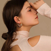 Round Hoop Earrings for Women Vintage Gold Color Geometric Earrings