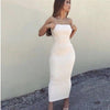 Strapless Bandage Solid Bodycon Long Beach Dress
