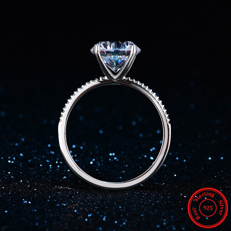 925 Sterling Silver Ring 3Ct 10 Hearts Arrows Zircon Wedding Jewelry Rings