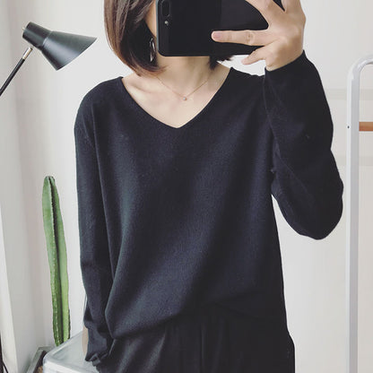 V-Neck Women Sweater Pullovers