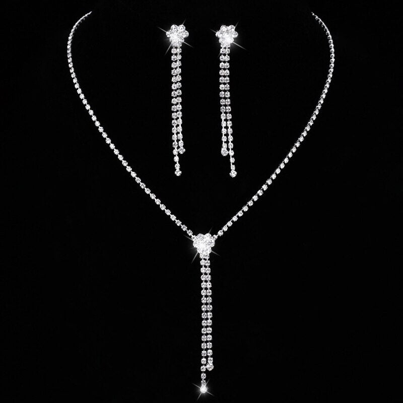 TREAZY Fashion Bridesmaid Bridal Jewelry Sets for Women Rhinestone Crystal Necklace Earrings Sets Statement Wedding Jewelry Sets