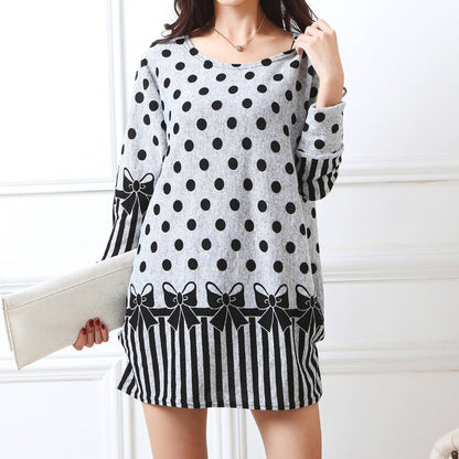 Long-sleeve O-neck Cashmere Sweater Large Size Casual Print