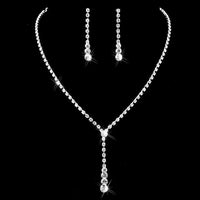 TREAZY Silver Plated Celebrity Style Drop Crystal Necklace Earrings Set Bridal Bridesmaid Wedding Jewelry Sets