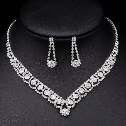 TREAZY Statement Crystal Bridal Jewelry Sets Fashion Rhinestone Choker Necklace Earrings African Wedding Jewelry Sets for Women