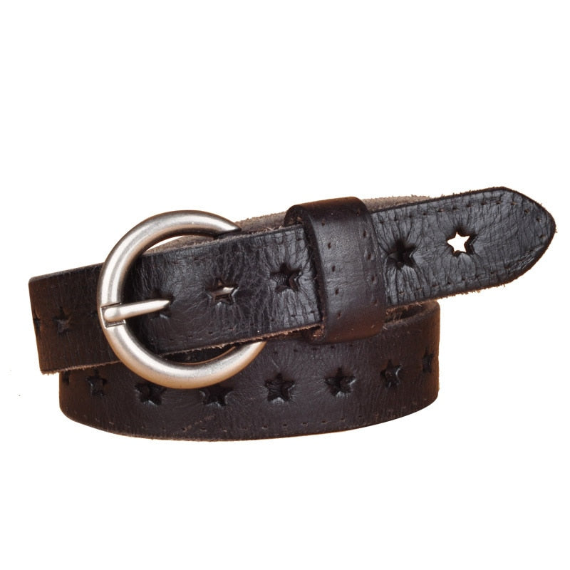 Full Grain Leather Belt Genuine Leather Cowskin Hollow Out Ladies Belt