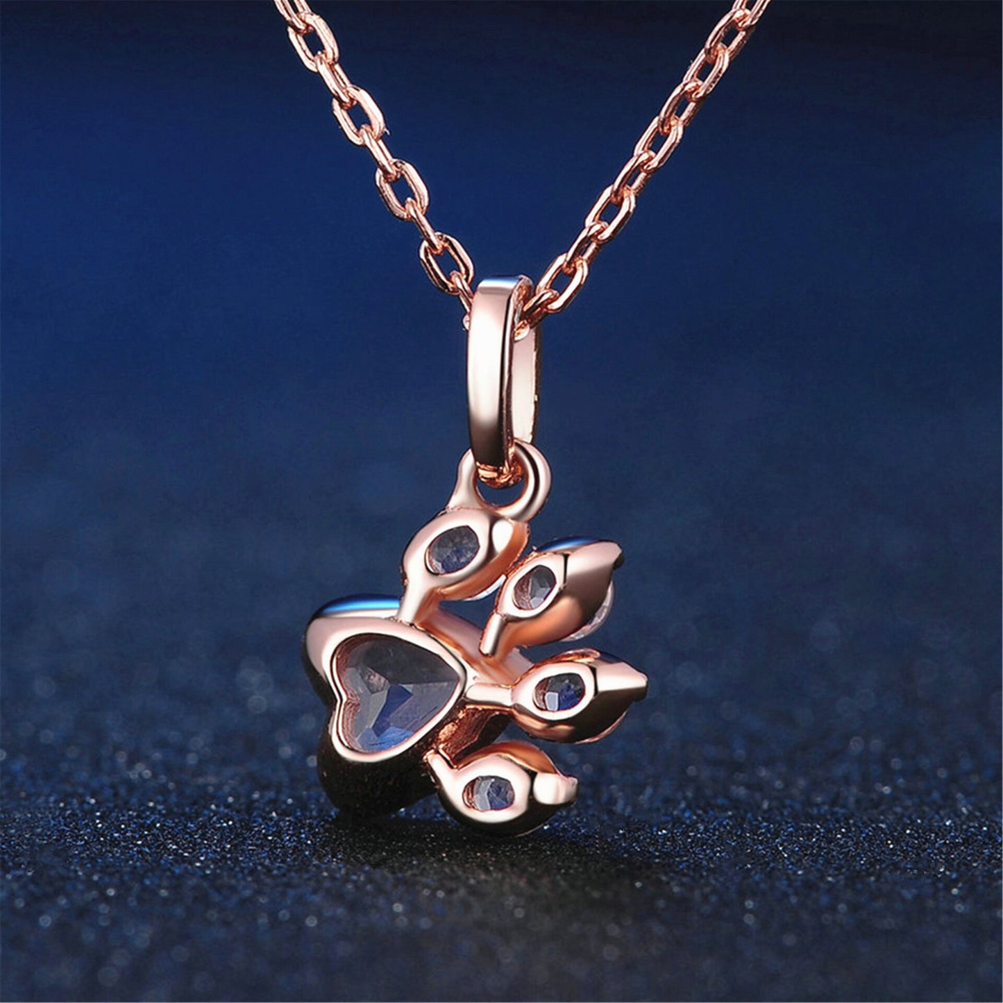 Rose Gold Bear Paw Dog Cat Claw Pink Necklace