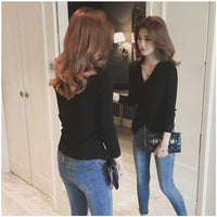 Deep v neck women knitted sweaters