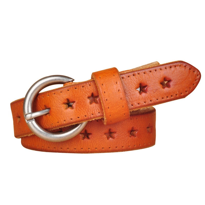 Full Grain Leather Belt Genuine Leather Cowskin Hollow Out Ladies Belt