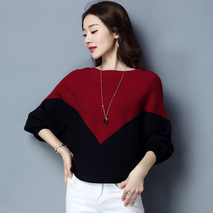 Loose Pullover Knitted Cotton Batwing Sleeve Knit Sweaters Jumper Tops