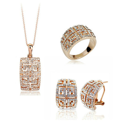 2021 New Design Hot Sale gold-color Austria Crystal Jewelry Set For Women