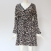 Chiffon Dress Women Leopard Print Boho Beach Dress