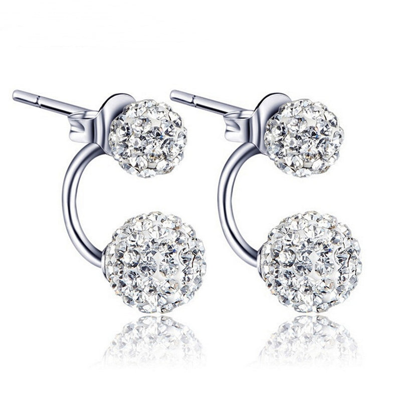 925 sterling silver new Jewelry Women 's Luxury Shambhala Crystal Ball Stud Earrings
