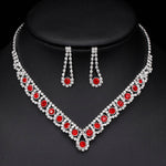 TREAZY Elegant Red Crystal Rhinestone Wedding Jewelry Sets for Women Choker Necklace Earrings Bracelet Bridal Jewelry Sets