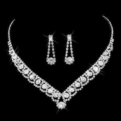 TREAZY Fashion Bridesmaid Bridal Jewelry Sets for Women Rhinestone Crystal Necklace Earrings Sets Statement Wedding Jewelry Sets