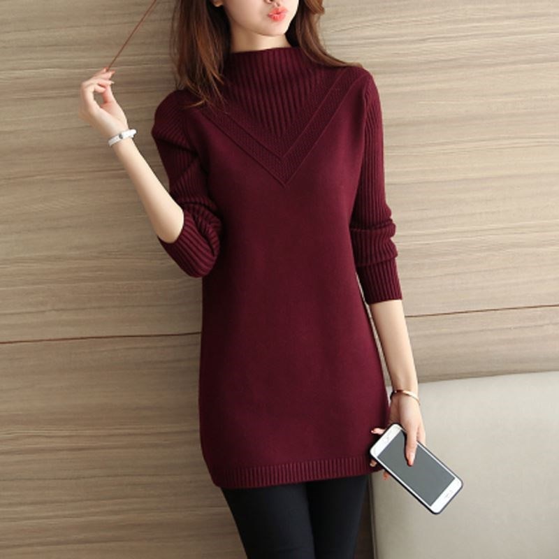 Long Sleeve Half Turtleneck Sweater Jumper