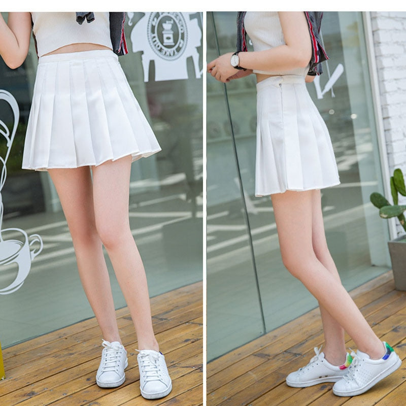 Girl Pleated Tennis Skirt High Waist Short Dress With Underpants Slim School Uniform Women Teen Cheerleader Badminton Skirts