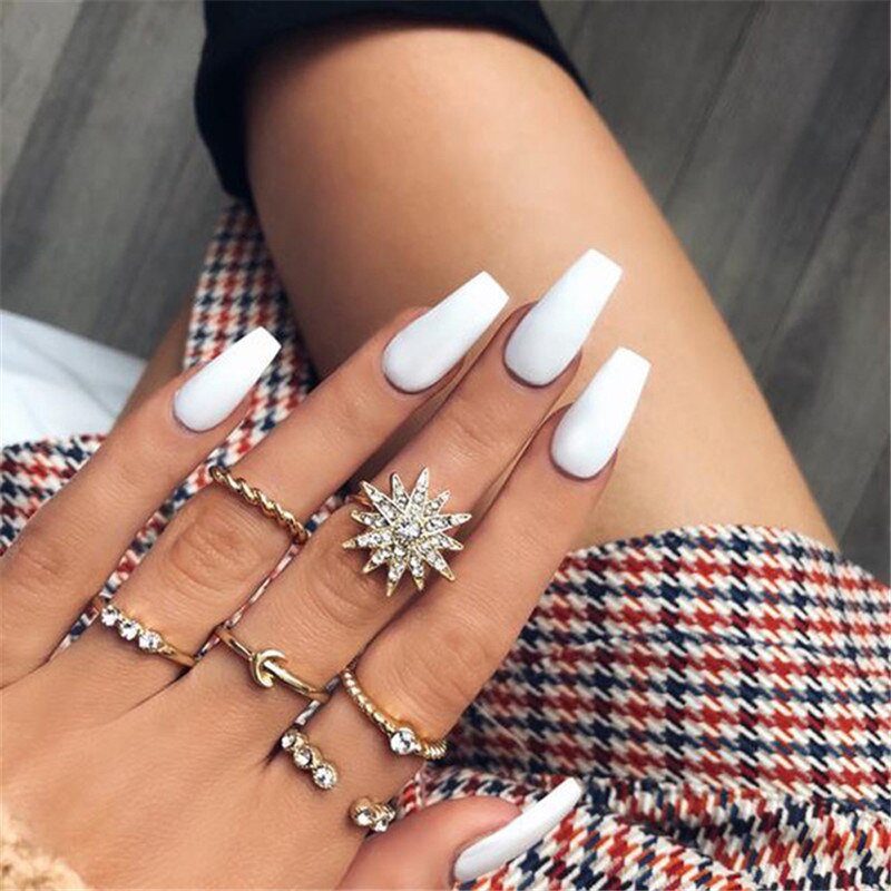 Vintage Antique Geometric Knuckle Ring Set for Women Rhinestone Midi Rings Set Party Jewelry Anillos Accessories