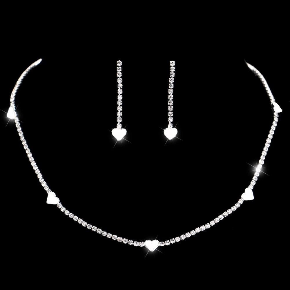 TREAZY Fashion Bridesmaid Bridal Jewelry Sets for Women Rhinestone Crystal Necklace Earrings Sets Statement Wedding Jewelry Sets