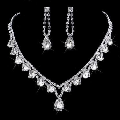 TREAZY Fashion Bridesmaid Bridal Jewelry Sets for Women Rhinestone Crystal Necklace Earrings Sets Statement Wedding Jewelry Sets