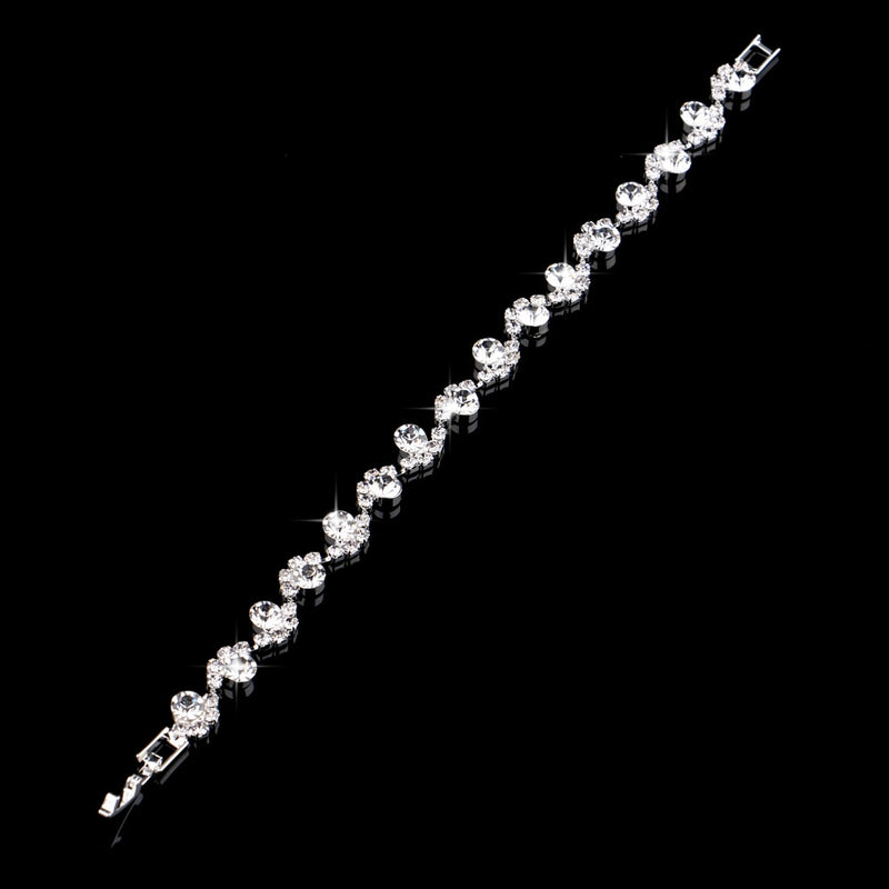 TREAZY Fashion Rhinestone Crystal Bridal Jewelry Sets Silver Color Choker Necklace Earrings Bracelet Women Wedding Jewelry Sets