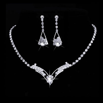 TREAZY Fashion Bridesmaid Bridal Jewelry Sets for Women Rhinestone Crystal Necklace Earrings Sets Statement Wedding Jewelry Sets