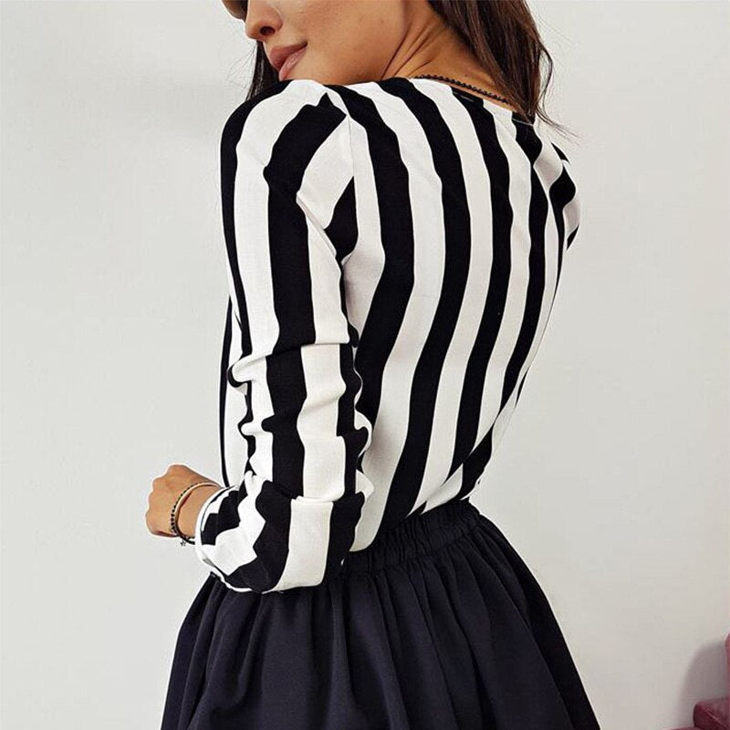 Striped Loose Ladies Office Blouses