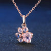 Rose Gold Bear Paw Dog Cat Claw Pink Necklace