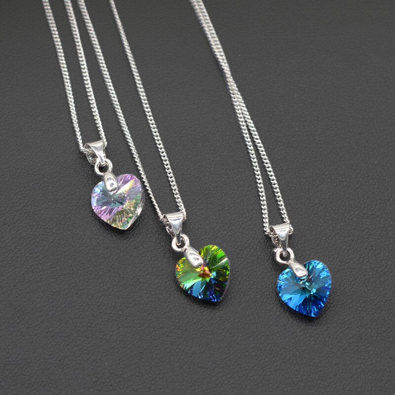 Mini Heart Necklaces Pendant Crystals