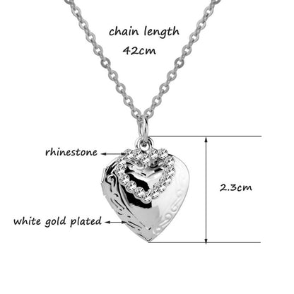 Gold Color Photo Frame Open Heart Locket Pendant Necklace For Women