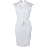 Women's Lace Floral Cocktail Elegant Dress Night Party Dresses White Slim Bodycon Dress