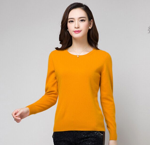 O-Neck Solid Color Long Sleeve Knitted Sweater